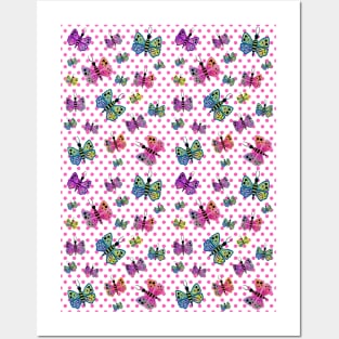 Butterflies And Polka Dots Posters and Art